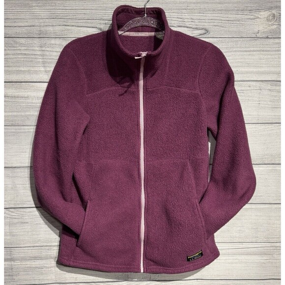 LL Bean Fleece Jacket Womens Small Katahdin Zip Up Pockets Outdoors Purple - Picture 2 of 12